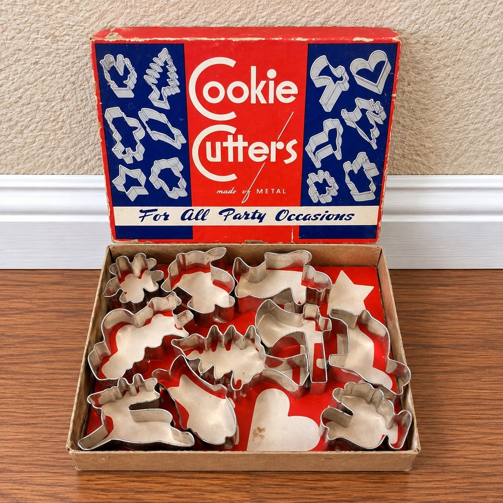 Vintage Cookie Cutters Metal Set For All Party Occasions Original Box
